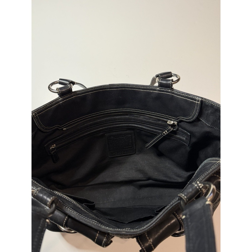 Vintage Coach SoHo Tote Satchel Bag 8A09 Y2K Black Leather Purse - Picture 7 of 11